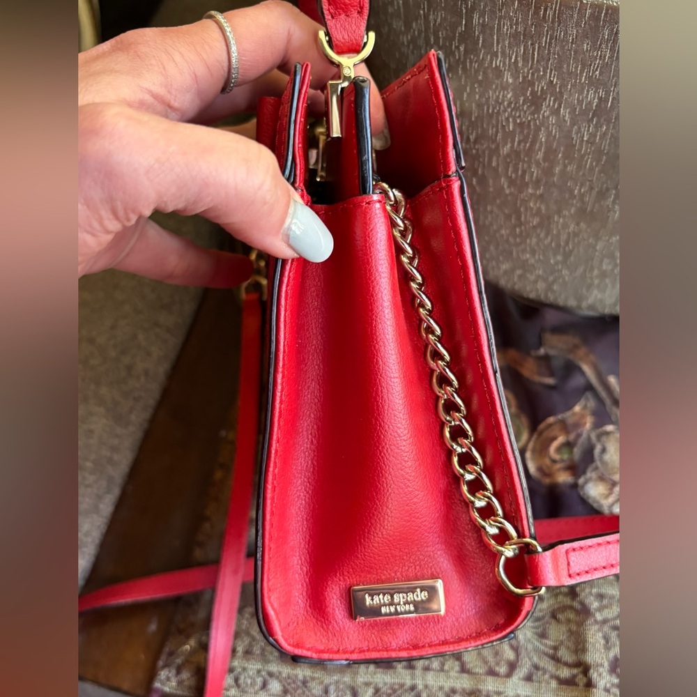 Authentic Kate Spade leather small kisslock 2 compartments Crosby /satchel - Picture 10 of 16